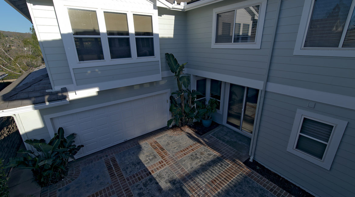 Courtyard View of Two Car Garage