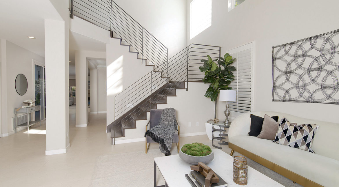 Living Room View to Second Story Landing