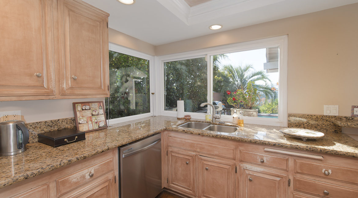 Kitchen with views from sink
