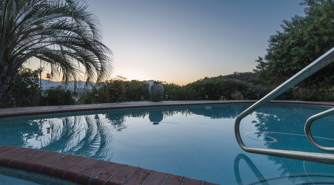 Pool and spa sunset view