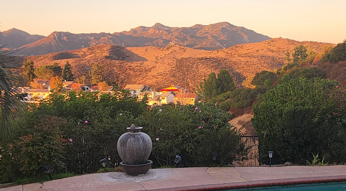 Sunrise view backyard pool side